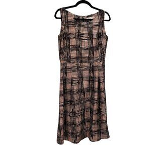 L.K. Bennett London Womens Sleeveless Silk Dress UK 12 USA 8 EUR 40 Black & Beig